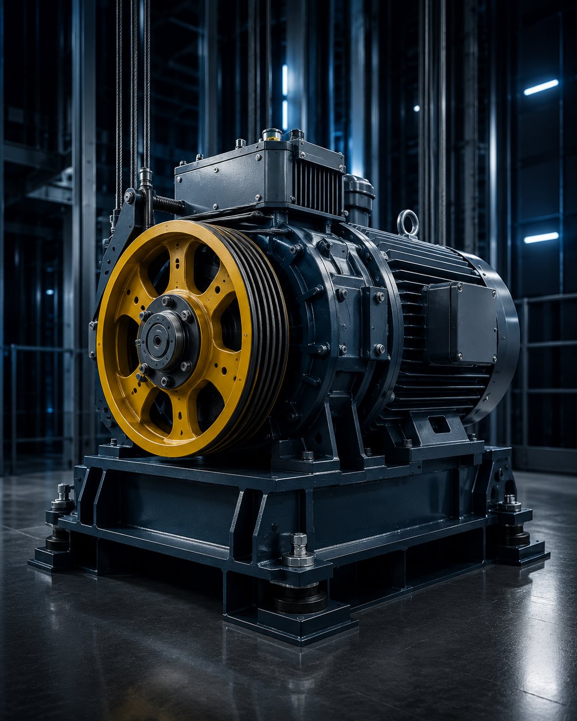 Asansör motoru — gearless senkron motor
